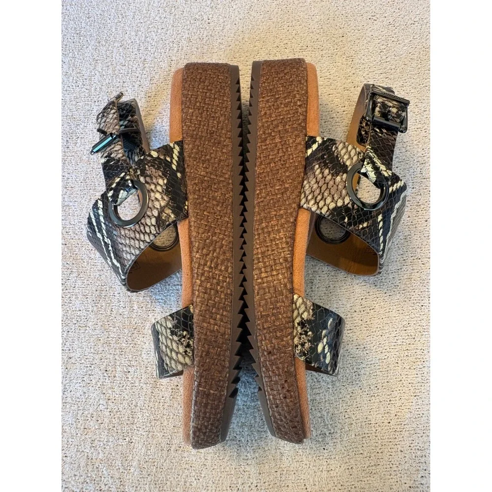 Vionic Louise Raf Boa Snakeskin Print Platform Sandals Womens 7 10011581